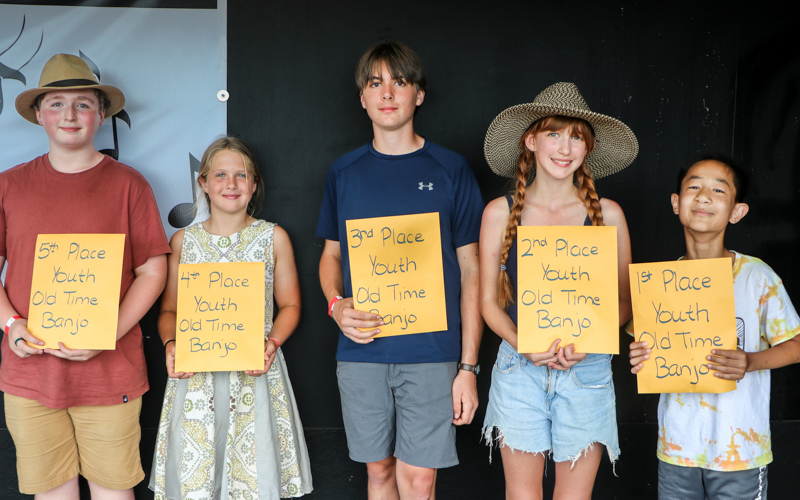 Youth Old-time Banjo winners at the 2026 Mount Airy Fiddlers' Convention - photo © G. Nicholas Hancock