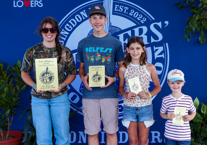 Youth Old-time Fiddler winners at the 2026 Abingdon Fiddlers' Convention - photo © G. Nicholas Hancock