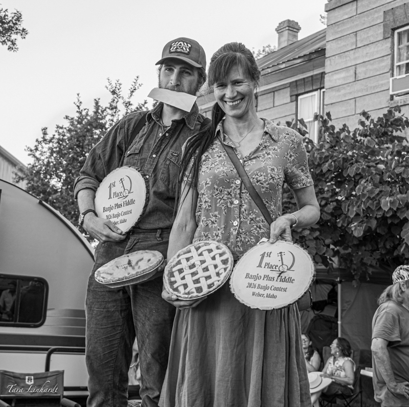 1st Place Banjo and Fiddle Tashina Clarridge Lindley & Orin Lindley at Weiser at the 2026 National Oldtime Fiddlers' Contest & Festival - photo © Tara Linhardt