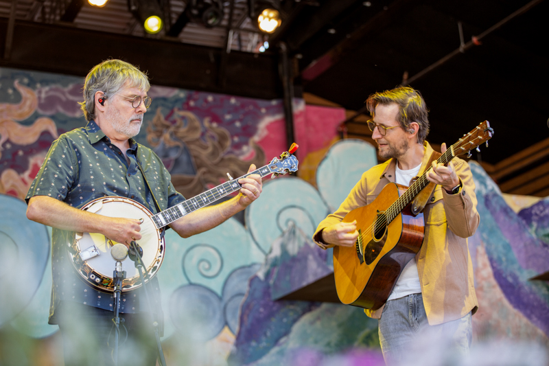 Béla Fleck and Chris Eldridge with the Telluride House Band at Telluride Bluegrass Festival 2026 - photo © Anthony Verkuilen