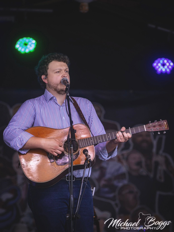 Zack Arnold with Rhonda Vincent & The Rage at Rudy Fest 2026 - photo © Michael Boggs