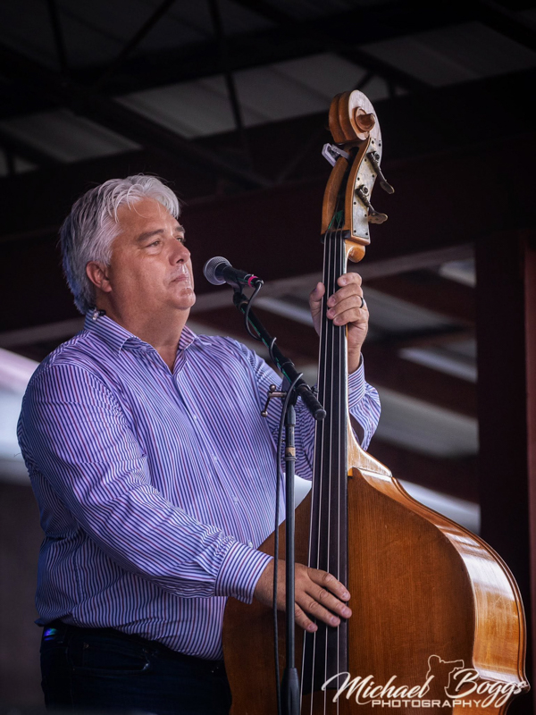 Mickey Harris with Rhonda Vincent & The Rage at Rudy Fest 2026 - photo © Michael Boggs