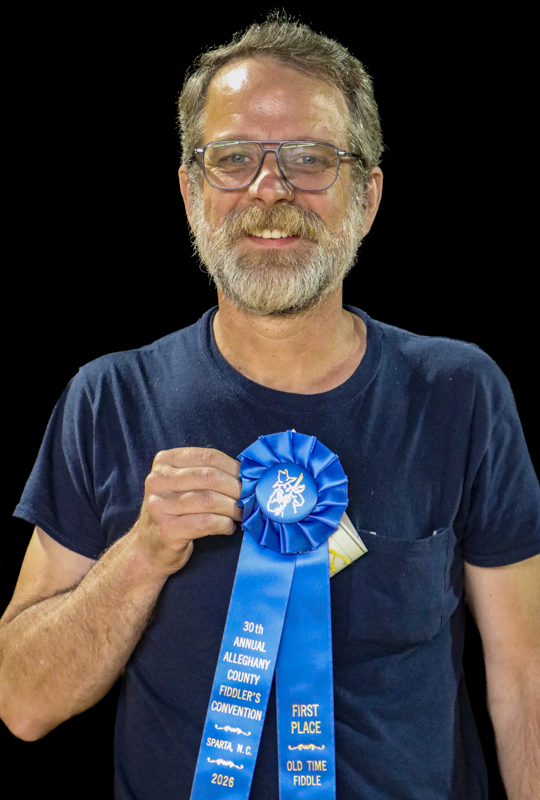 Adrian Powell, 1st Place Old-time Fiddle at the 2026 Alleghany County Fiddlers' Convention - photo © G. Nicholas Hancock