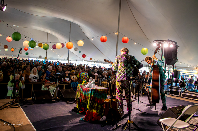 Andy Falco and Travis Book play Jerry Garcia at the 2026 Grey Fox Bluegrass Festival - photo © Tara Linhardt