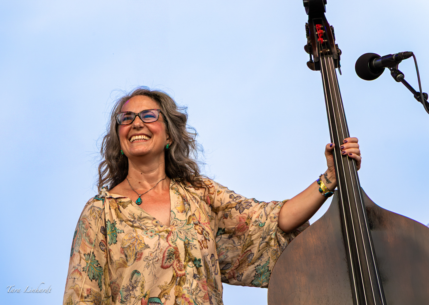 Bryn Davies with The Darrell Scott String Band at the 2026 Grey Fox Bluegrass Festival - photo © Tara Linhardt