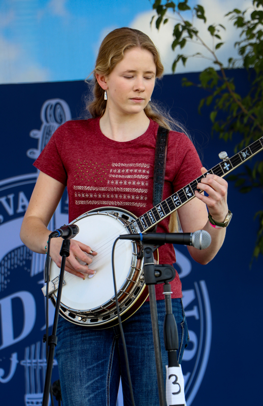 Cheyenne Combes in Adult Bluegrass Banjo competition at the 2026 Abingdon Fiddlers' Convention - photo © G. Nicholas Hancock