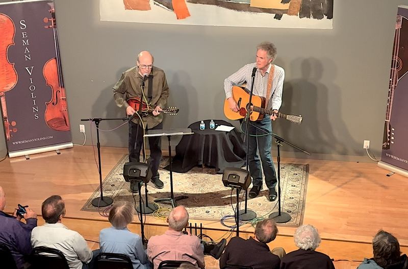 Don Stiernberg and Chris Jones in concert at Seman Violins, Skokie, IL, June 19, 2026 - photo © Ben Arnett