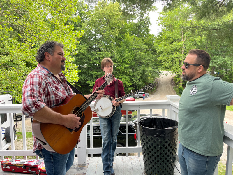 Dave Adkins, Jack Brown, and Jason Fraley at the 2026 Bill Monroe Bluegrass Festival - photo © Jack E. Harden