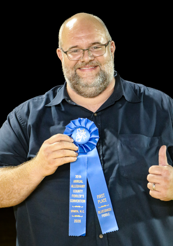Dewey Brown III, 1st Place Bluegrass Fiddle at the 2026 Alleghany County Fiddlers' Convention - photo © G. Nicholas Hancock