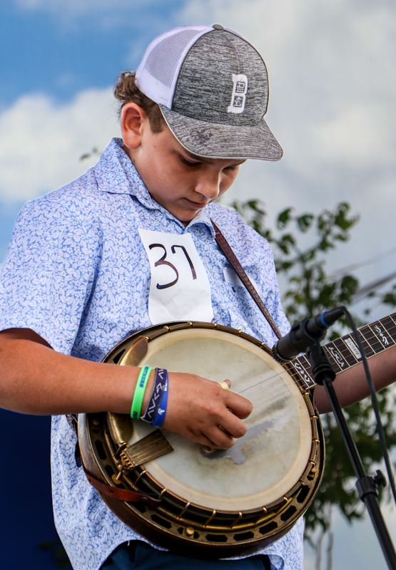 Dewey Brown in Youth Bluegrass Banjo competition at the 2026 Abingdon Fiddlers' Convention - photo © G. Nicholas Hancock