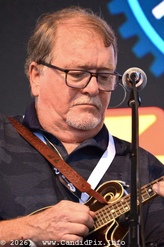 Lou Reid with The Seldom Scene at the 2026 Industrial Strength Summer Fest - photo © Bill Warren