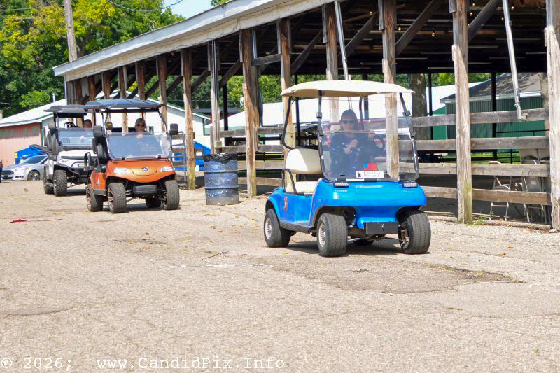 Golf cart parade prior to the 2026 Marshall Bluegrass Festival - photo © Bill Warren