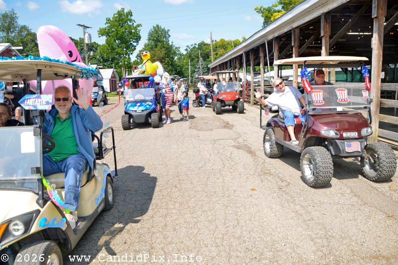 Golf cart parade prior to the 2026 Marshall Bluegrass Festival - photo © Bill Warren