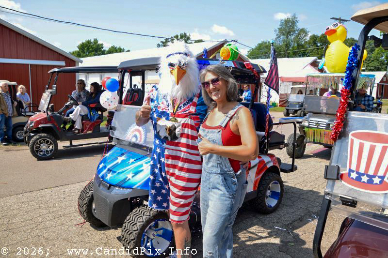Golf cart parade prior to the 2026 Marshall Bluegrass Festival - photo © Bill Warren