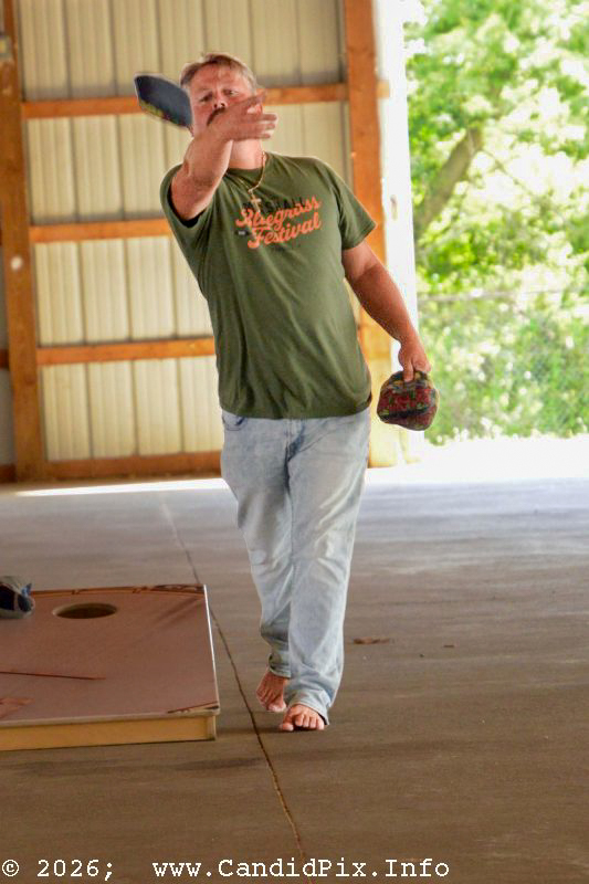Corn hole prior to the 2026 Marshall Bluegrass Festival - photo © Bill Warren
