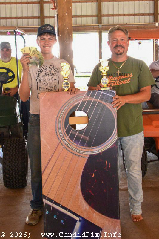 Corn hole winners at the 2026 Marshall Bluegrass Festival - photo © Bill Warren