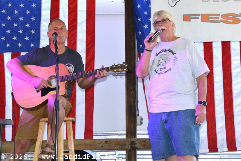 Karaoke prior to the 2026 Marshall Bluegrass Festival - photo © Bill Warren