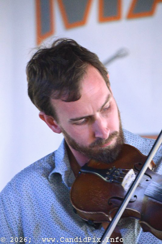 Isaac Smith with Harbourtown at the 2026 Marshall Bluegrass Festival - photo © Bill Warren