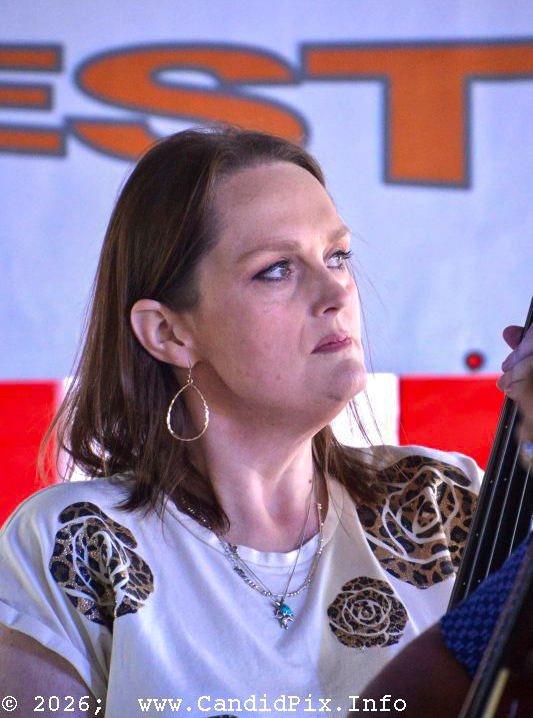 Jennifer Zapolnik with Harbourtown at the 2026 Marshall Bluegrass Festival - photo © Bill Warren
