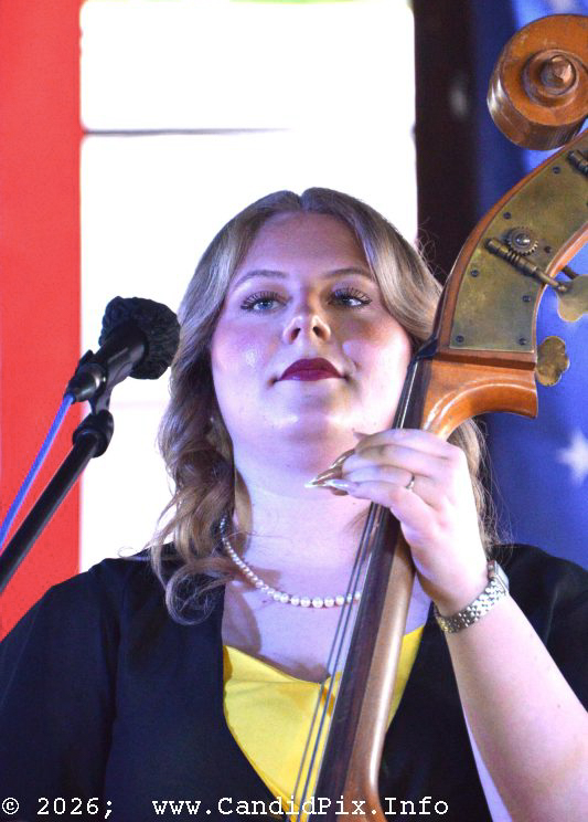 Grace Timmerman with Larry Efaw & The Bluegrass Mountaineers at the 2026 Marshall Bluegrass Festival - photo © Bill Warren
