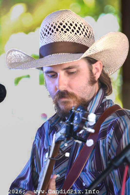 Bryan Hollifield with the Riley Gilbreath Band at the 2026 Marshall Bluegrass Festival - photo © Bill Warren