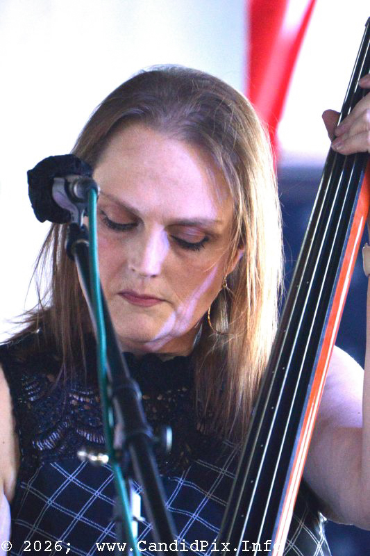 Jennifer Zapolnik with the High Tymes reunion at the 2026 Marshall Bluegrass Festival - photo © Bill Warren