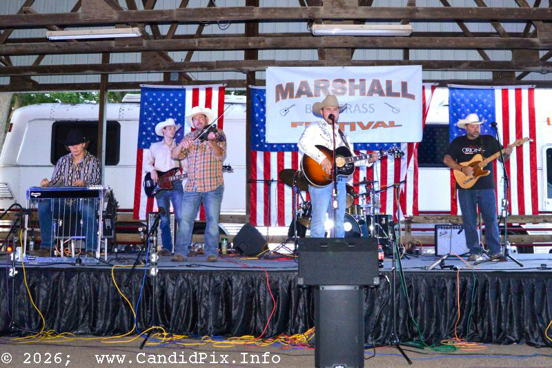 Tyler Gitchel Band at the 2026 Marshall Bluegrass Festival - photo © Bill Warren