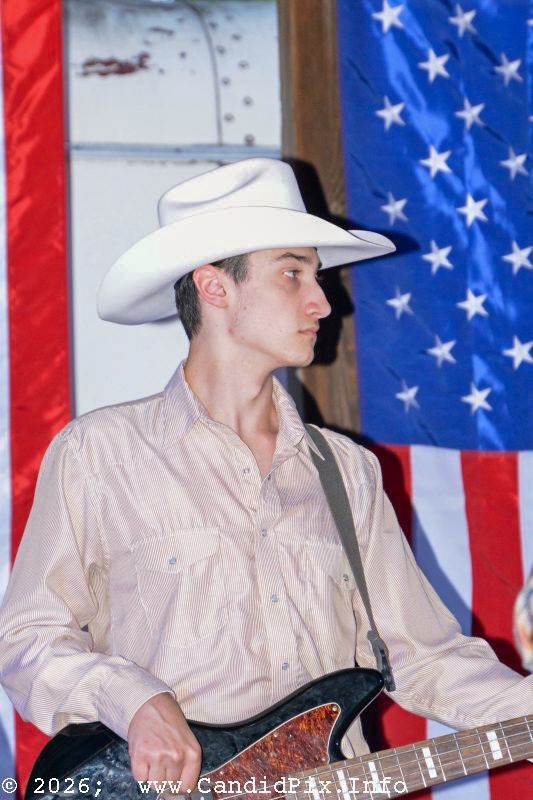 Cole Schmidt with the Tyler Gitchel Band at the 2026 Marshall Bluegrass Festival - photo © Bill Warren