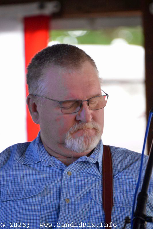 JR Freeland with The Charla Freeland Band at the 2026 Marshall Bluegrass Festival - photo © Bill Warren