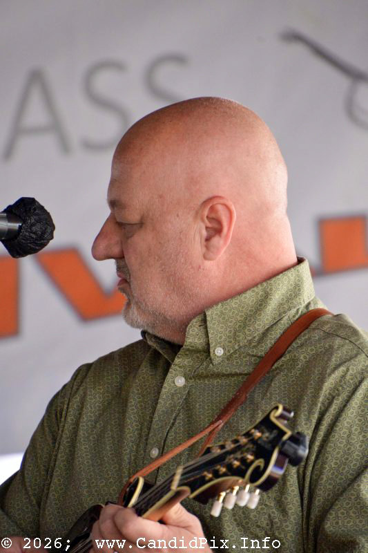 Greg Potter with The Charla Freeland Band at the 2026 Marshall Bluegrass Festival - photo © Bill Warren