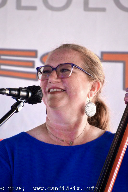 Stacy Freeland with The Charla Freeland Band at the 2026 Marshall Bluegrass Festival - photo © Bill Warren