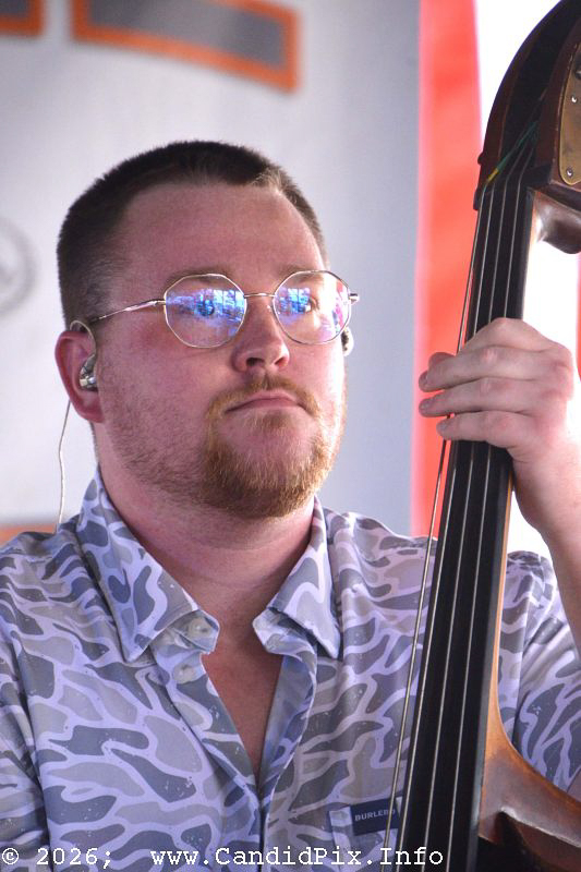 Zach Collier with The Caleb Daugherty Band at the 2026 Marshall Bluegrass Festival - photo © Bill Warren