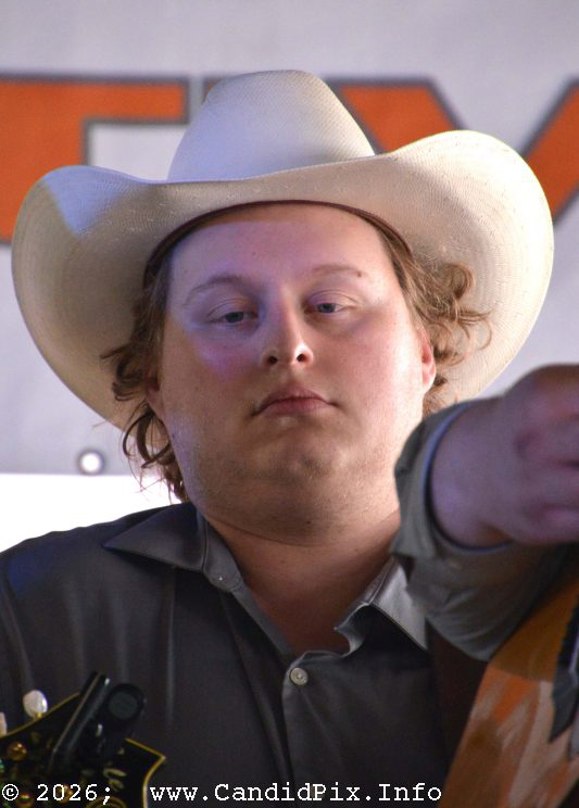 Codie Allen with The Kevin Prater Band at the 2026 Marshall Bluegrass Festival - photo © Bill Warren