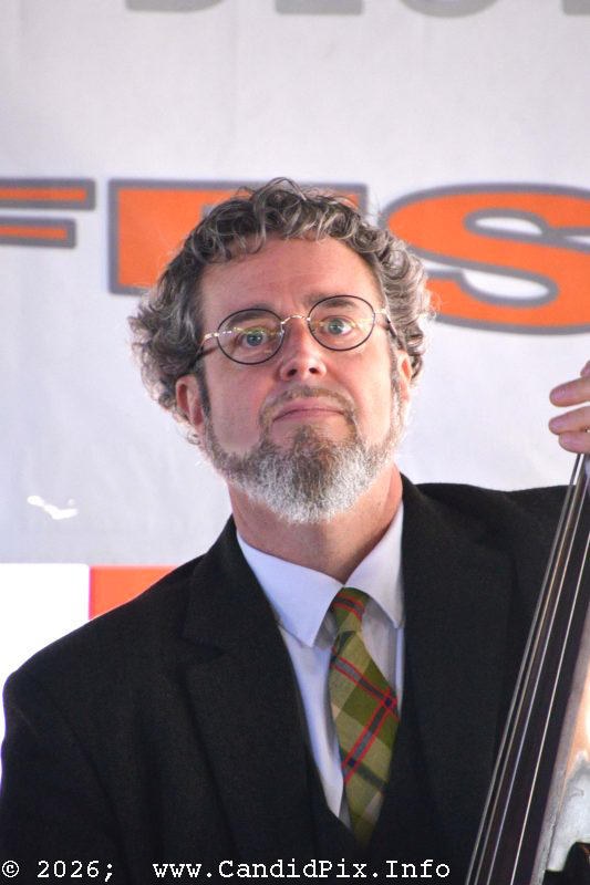 Graham Bell with The David Mayfield Parade at the 2026 Marshall Bluegrass Festival - photo © Bill Warren