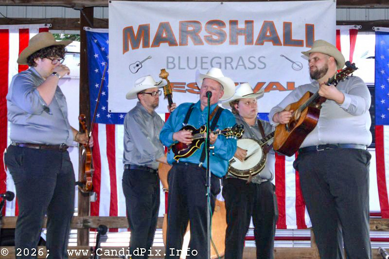 Kevin Prater Band at the 2026 Marshall Bluegrass Festival - photo © Bill Warren