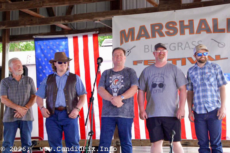 Band scramble winners at the 2026 Marshall Bluegrass Festival - photo © Bill Warren