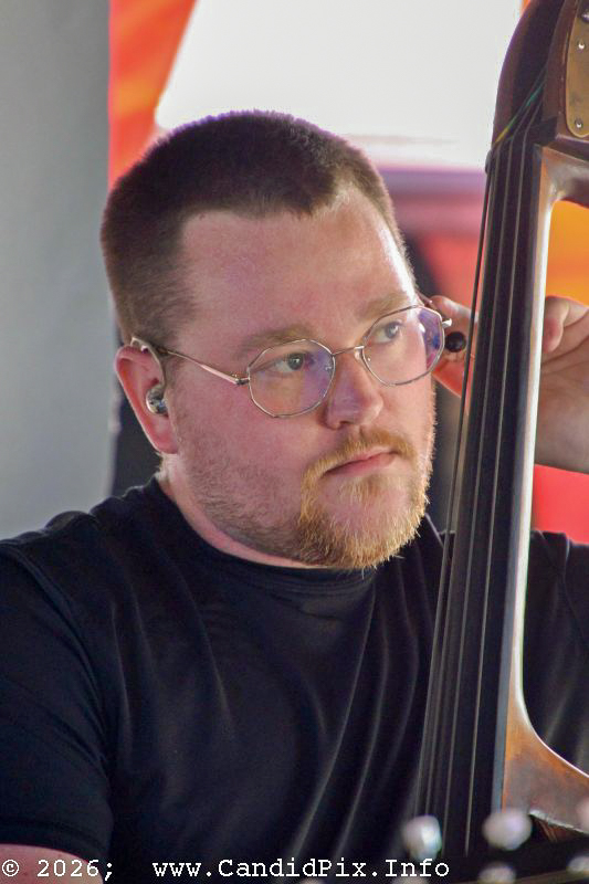 Zach Collier with Jonny Estep and Lonesome Blend at the 2026 Marshall Bluegrass Festival - photo © Bill Warren
