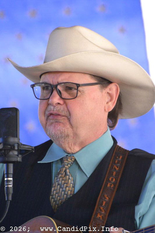 Junior Sisk with Ramblers Choice at the 2026 Marshall Bluegrass Festival - photo © Bill Warren
