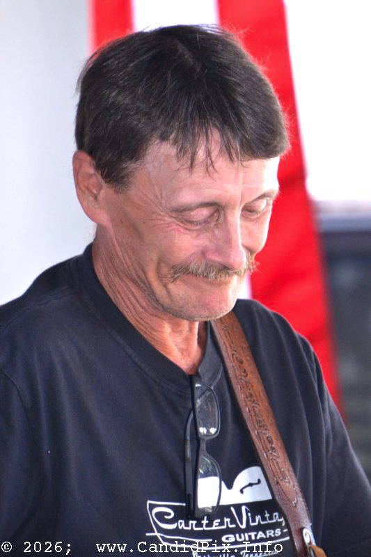 Mike Mullins with The Chris Davis Band at the 2026 Marshall Bluegrass Festival - photo © Bill Warren