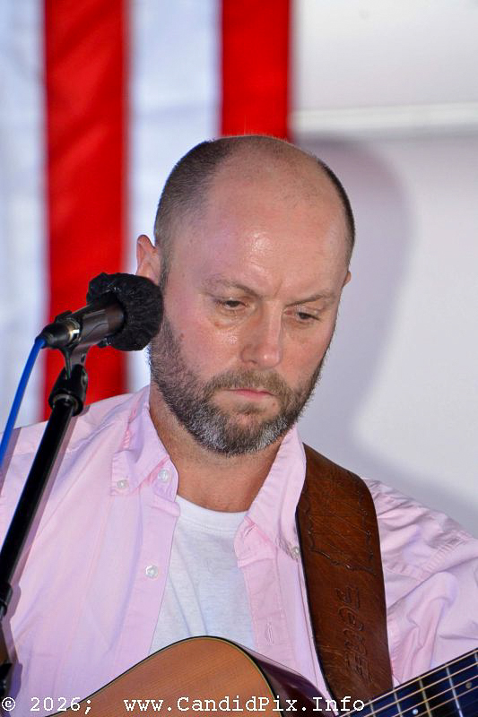 Josh Raines with The Chris Davis Band at the 2026 Marshall Bluegrass Festival - photo © Bill Warren