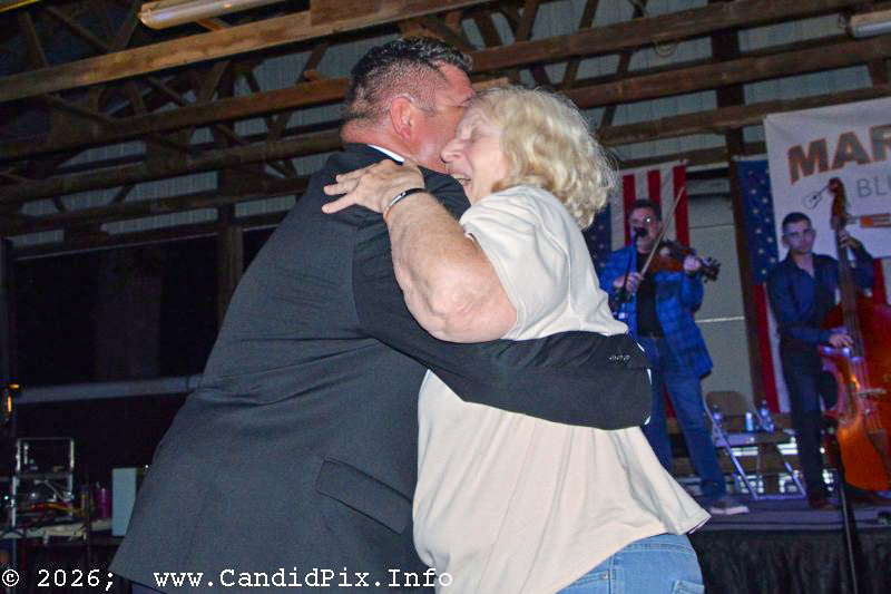 Bo Issac and Pam Warren dancing to The Marshall All-Star Band at the 2026 Marshall Bluegrass Festival - photo © Bill Warren