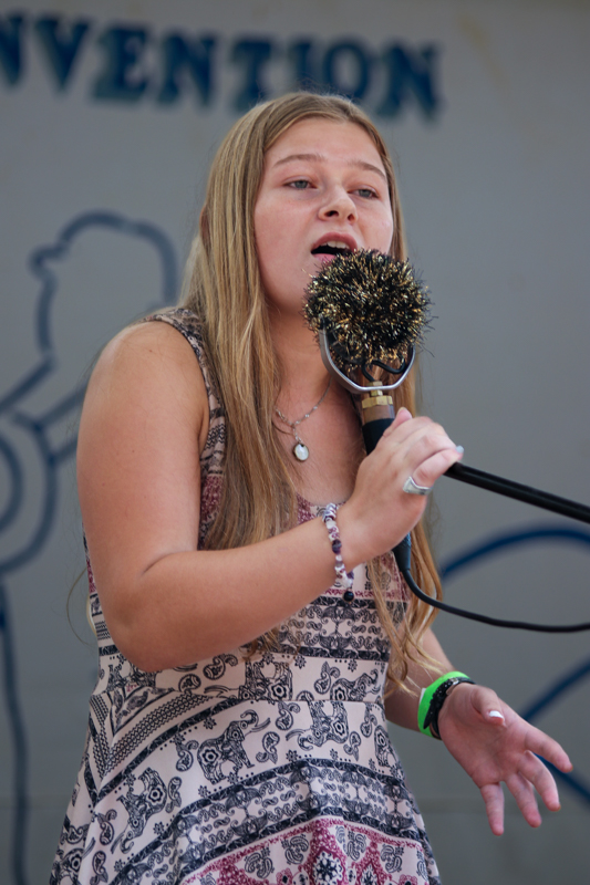 Ella Grim in folksong competition at the 2026 Alleghany County Fiddlers' Convention - photo © G. Nicholas Hancock