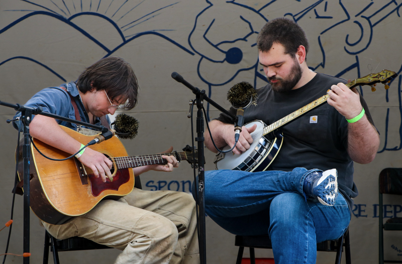 Grayson McGuire and Robbie Herman at the 2026 Alleghany County Fiddlers' Convention - photo © G. Nicholas Hancock