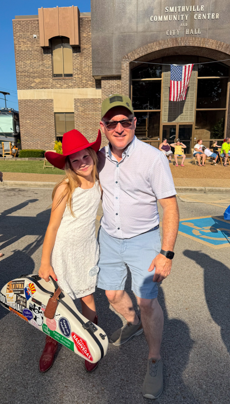 Isley Dietrich with Darrin Vincent at the 2026 Smithville Fiddlers Jamboree - photo © Tiffany Dietrich