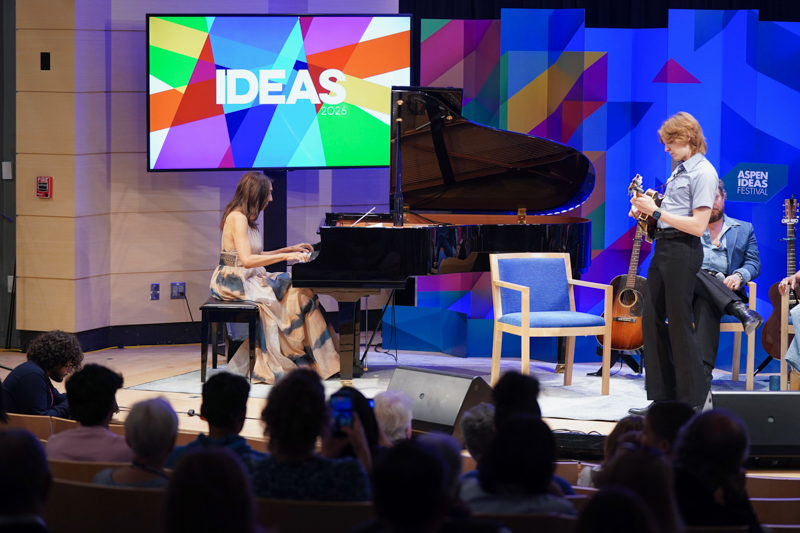 Wyatt Ellis with Laura Downes at the Aspen Ideas Festival