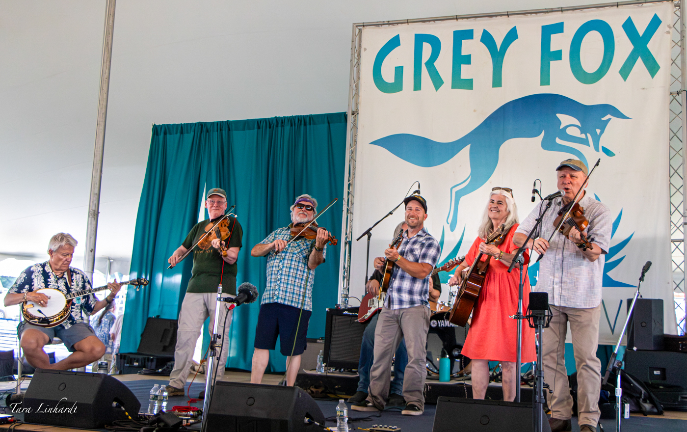 John, Trisch, and Quickstep played for and taught clogging and country dances at the 2026 Grey Fox Bluegrass Festival - photo © Tara Linhardt