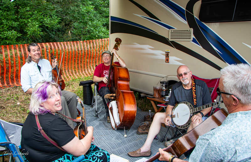 Level Best from DC jamming at the 2026 Grey Fox Bluegrass Festival - photo © Tara Linhardt