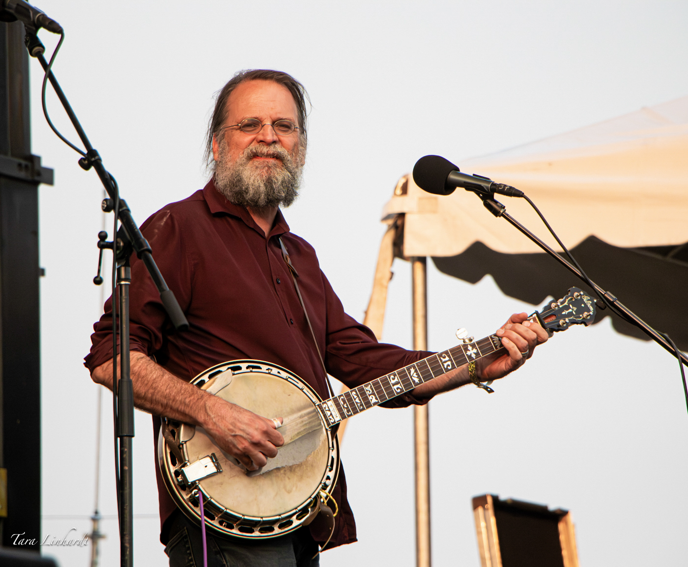 Matt Flinner with The Darrell Scott String Band at the 2026 Grey Fox Bluegrass Festival - photo © Tara Linhardt