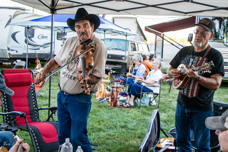 Matt Renner and friends jamming in the campground at the 2026 National Oldtime Fiddlers' Contest & Festival - photo © Tara Linhardt