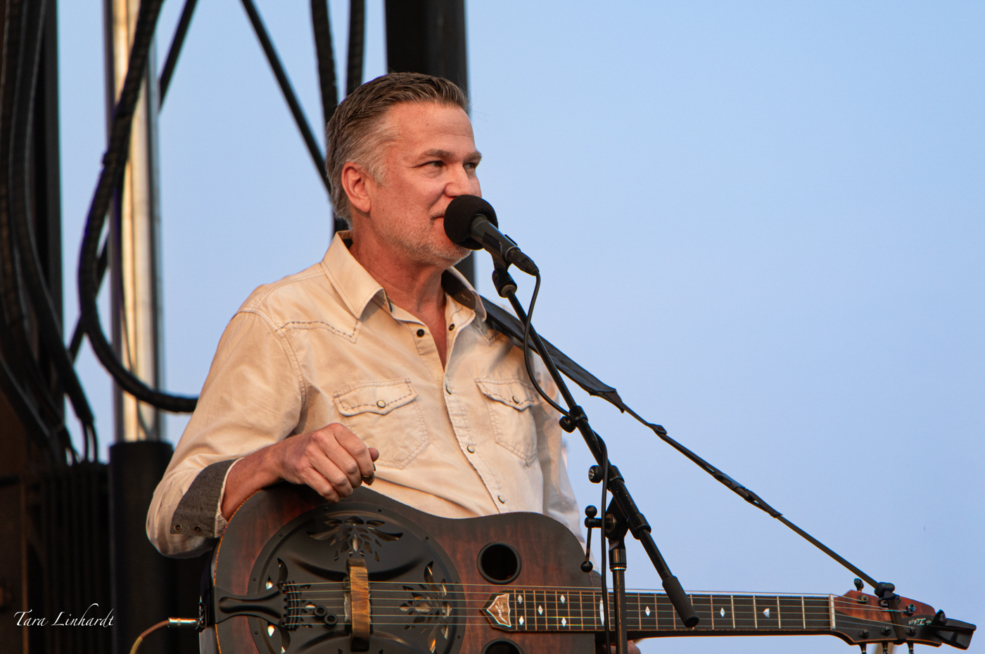 Rob Ickes with The Darrell Scott String Band at the 2026 Grey Fox Bluegrass Festival - photo © Tara Linhardt